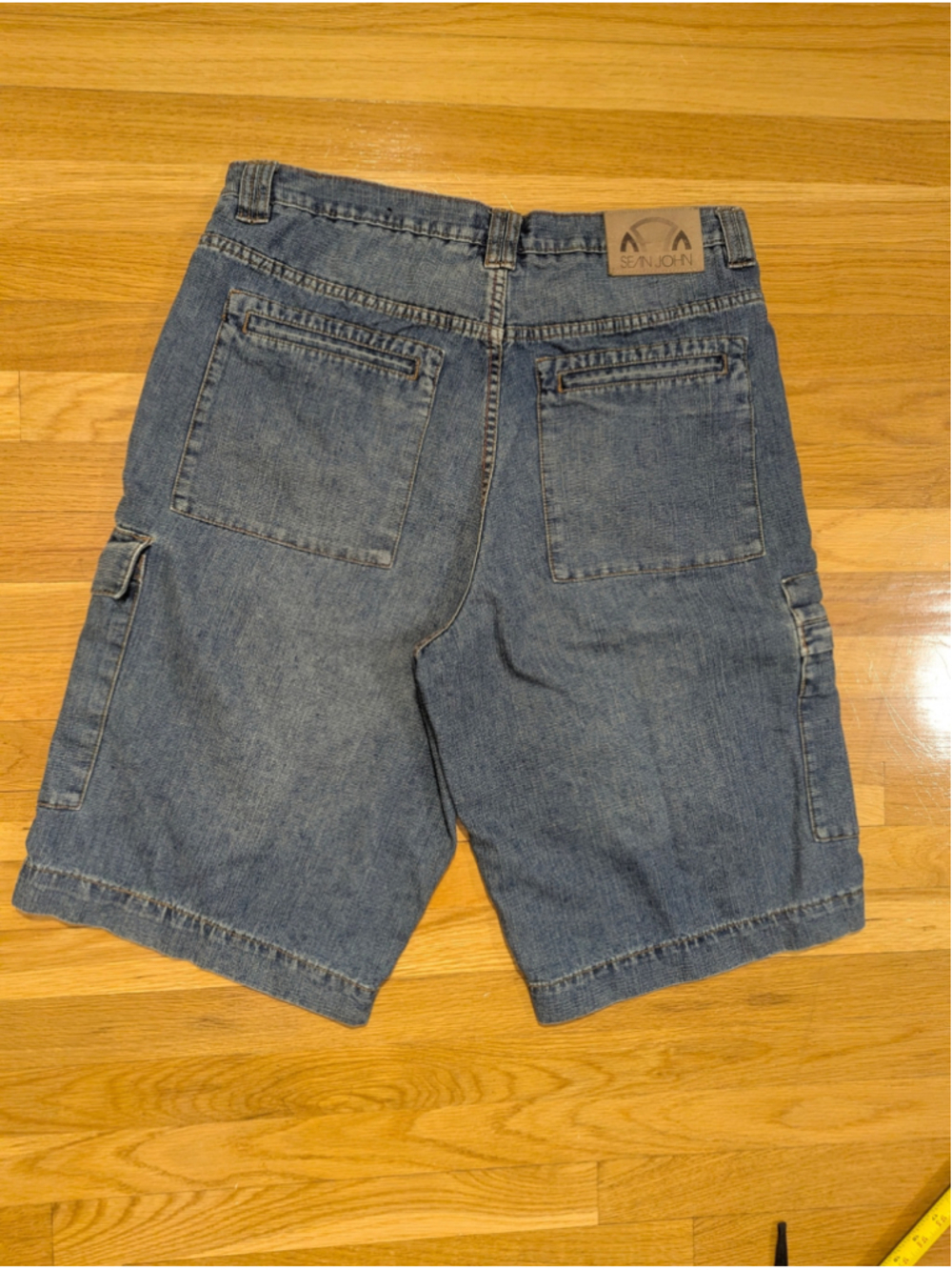 Sean John Jean Shorts Jorts Vintage 90s Denim Cargo Shorts Waist 38 - Picture 12 of 12